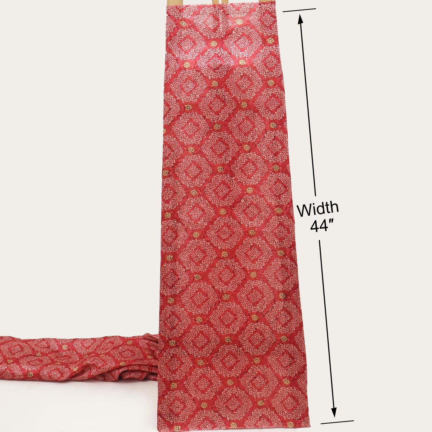 Red Color Dupion Print Fabric