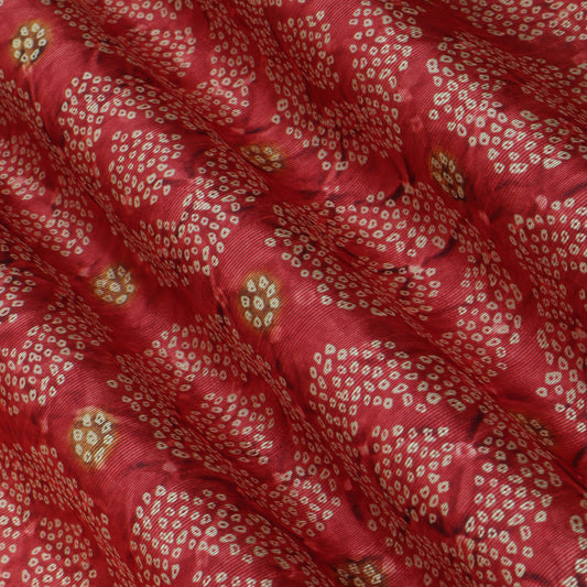 Red Color Dupion Print Fabric