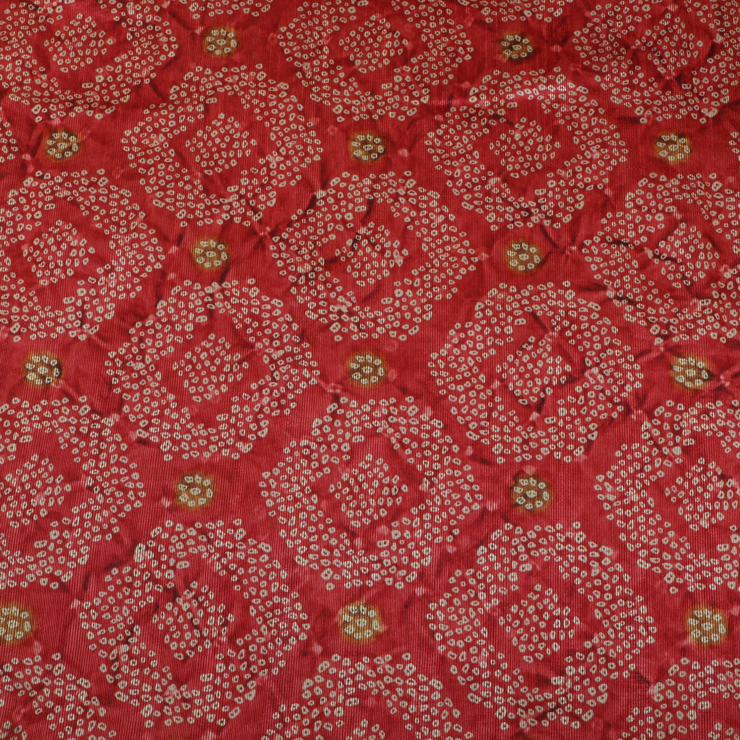 Red Color Dupion Print Fabric