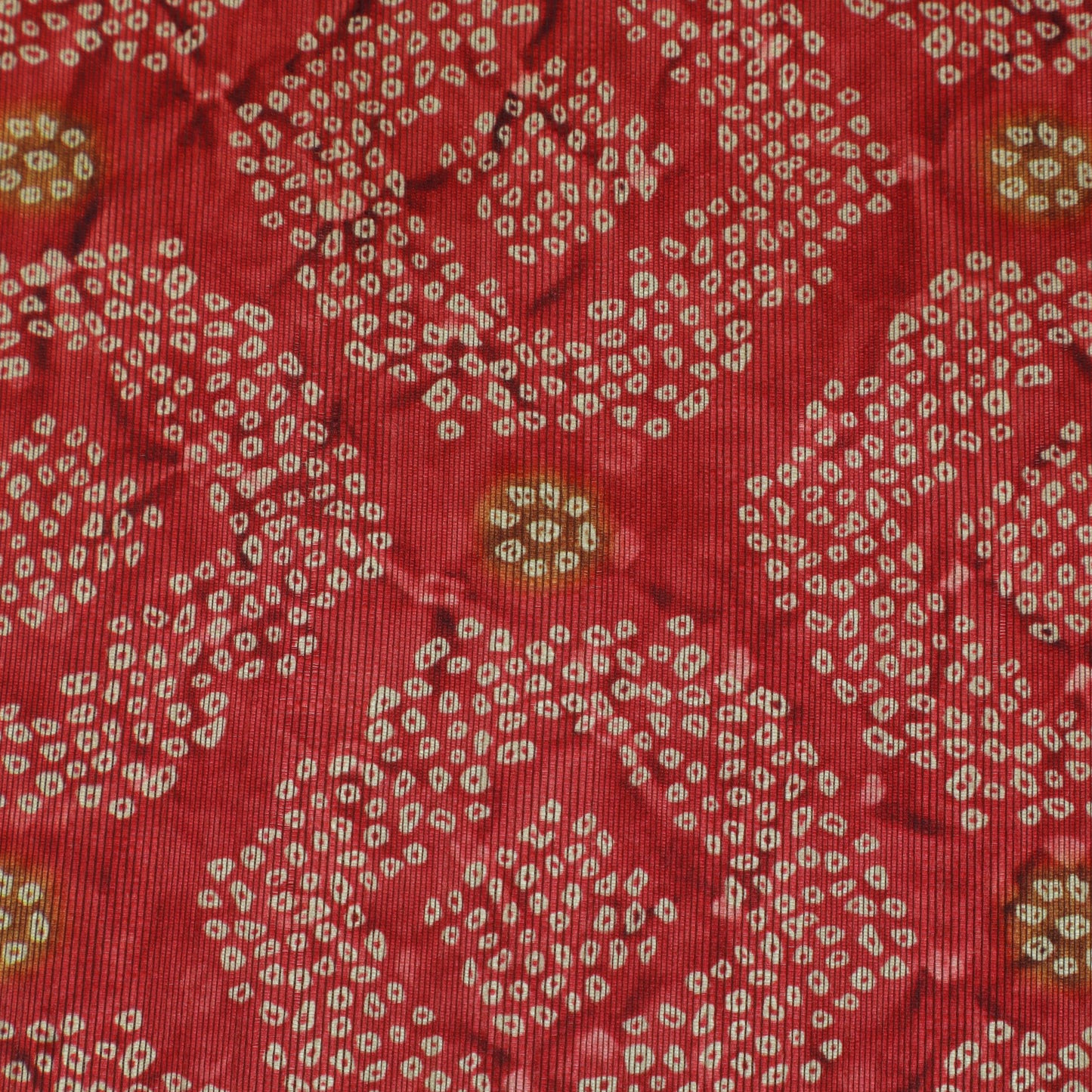 Red Color Dupion Print Fabric
