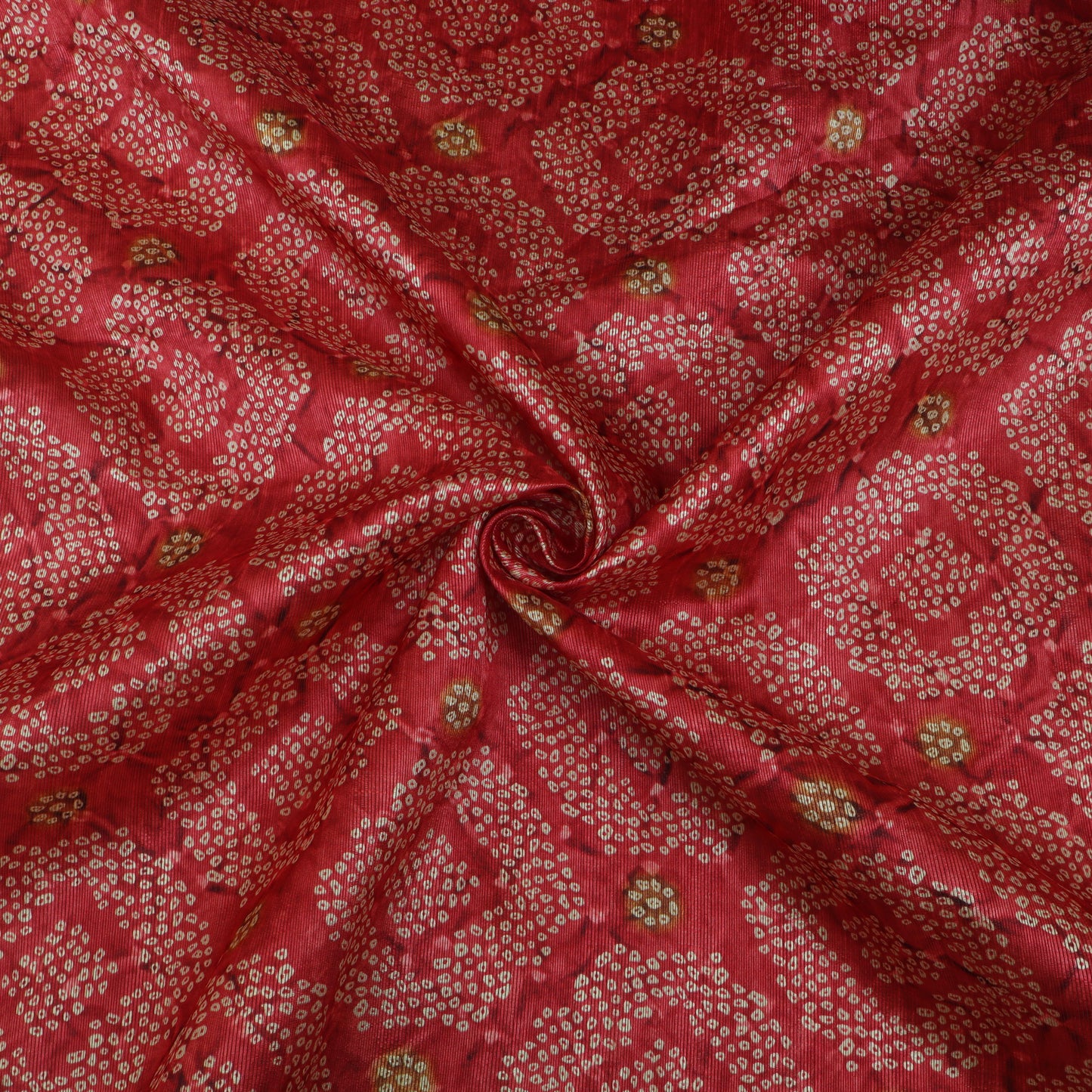 Red Color Dupion Print Fabric