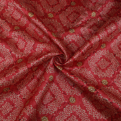 Red Color Dupion Print Fabric