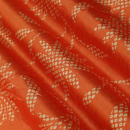 Orange Color Dupion Print Fabric