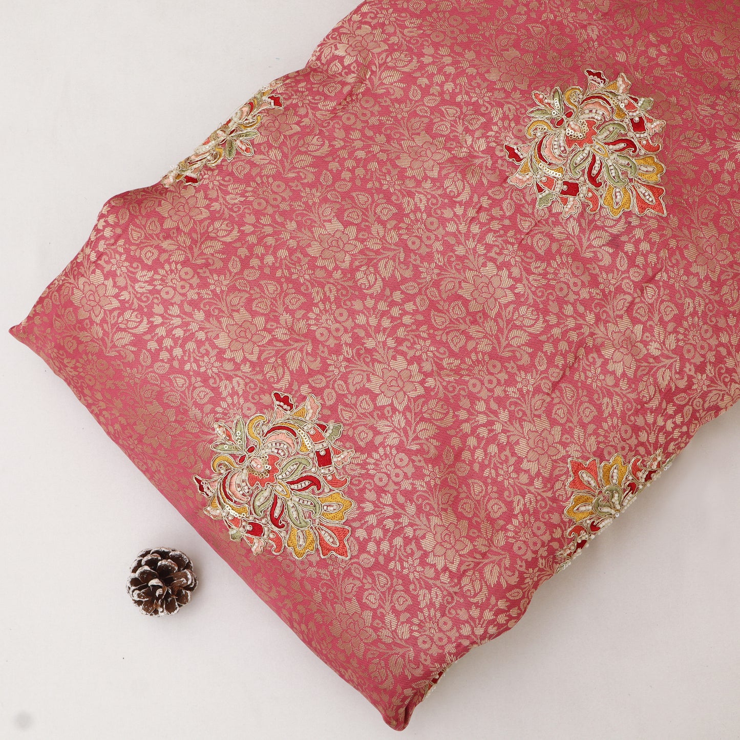 Dola Silk Zari Embroidery Fabric