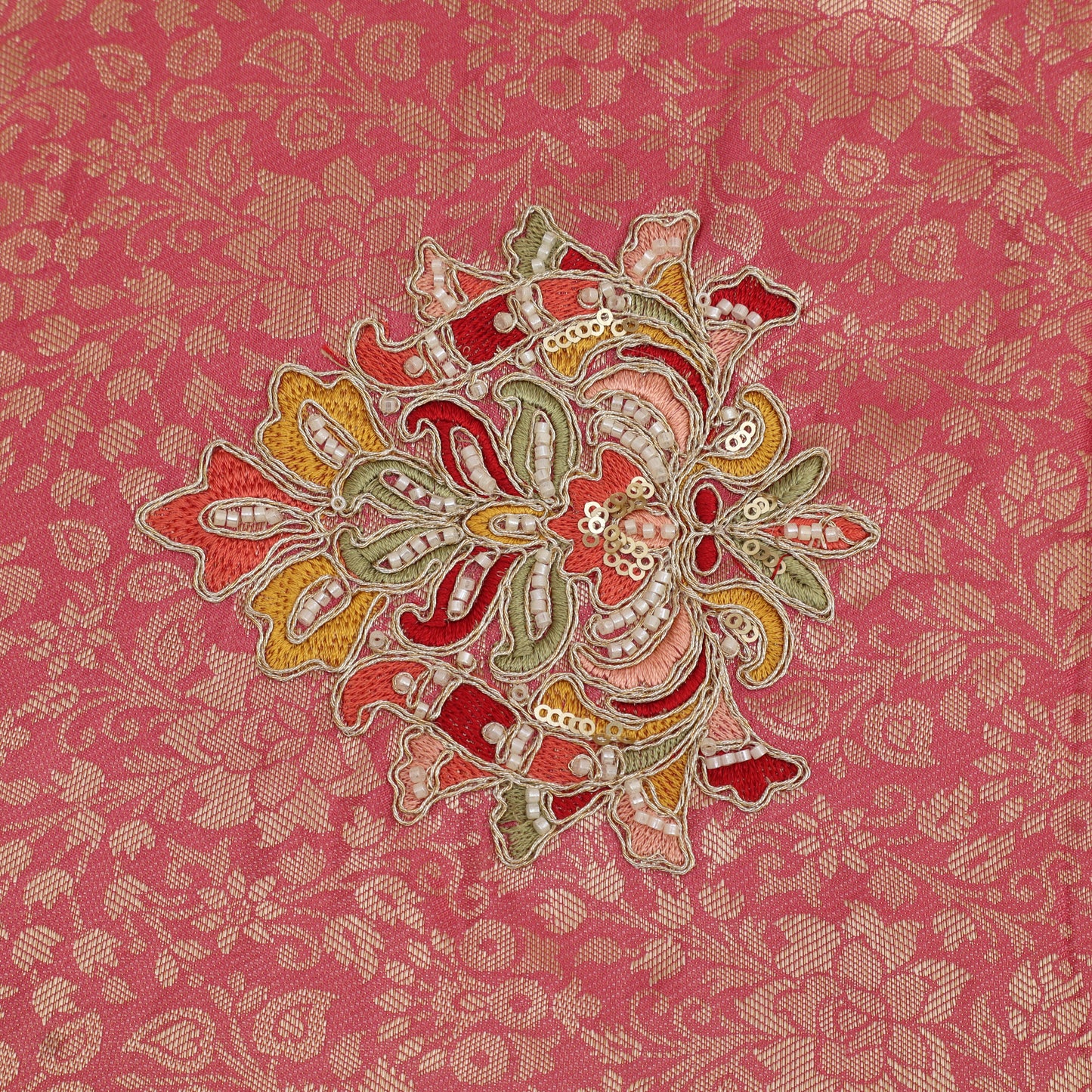 Dola Silk Zari Embroidery Fabric