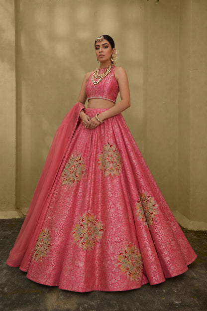 Dola Silk Zari Embroidery Fabric