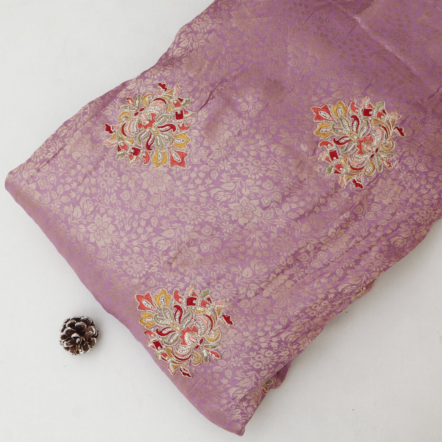 Dola Silk Zari Embroidery Fabric