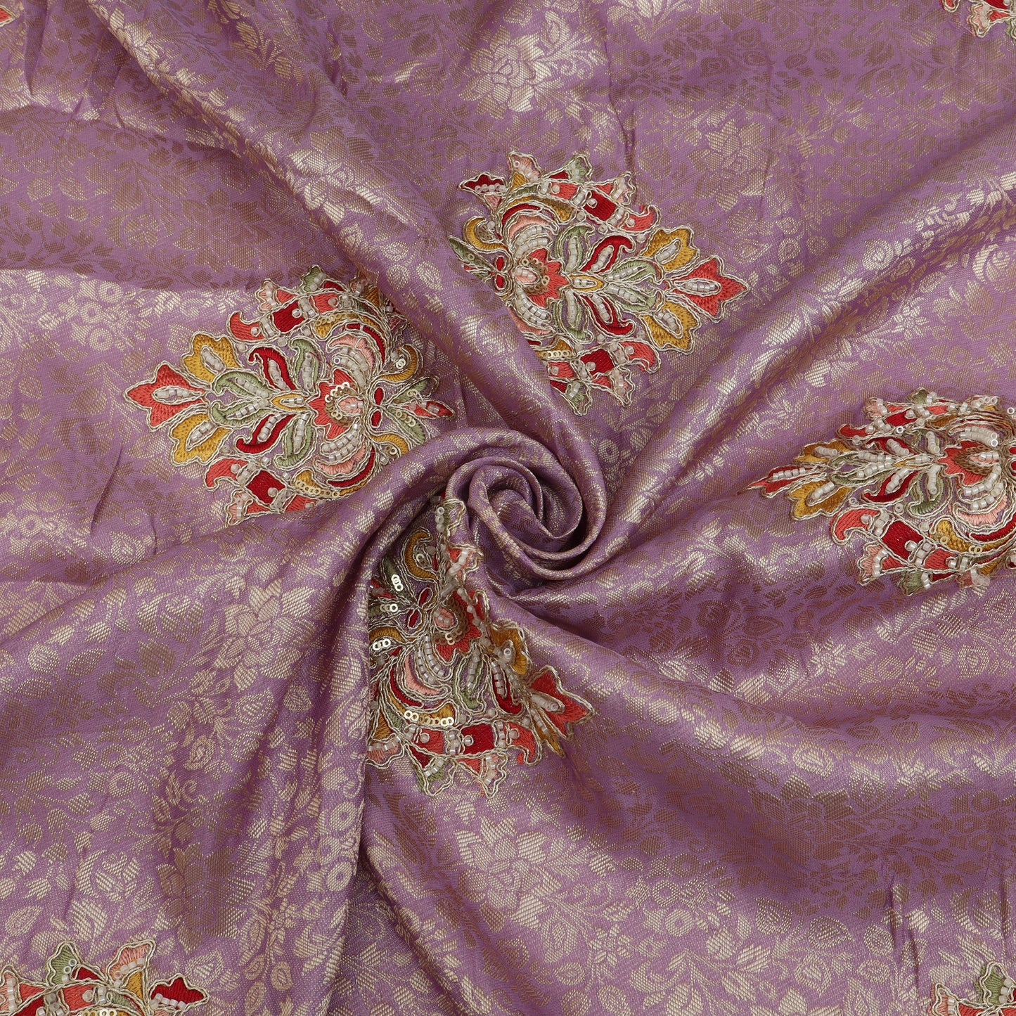Dola Silk Zari Embroidery Fabric