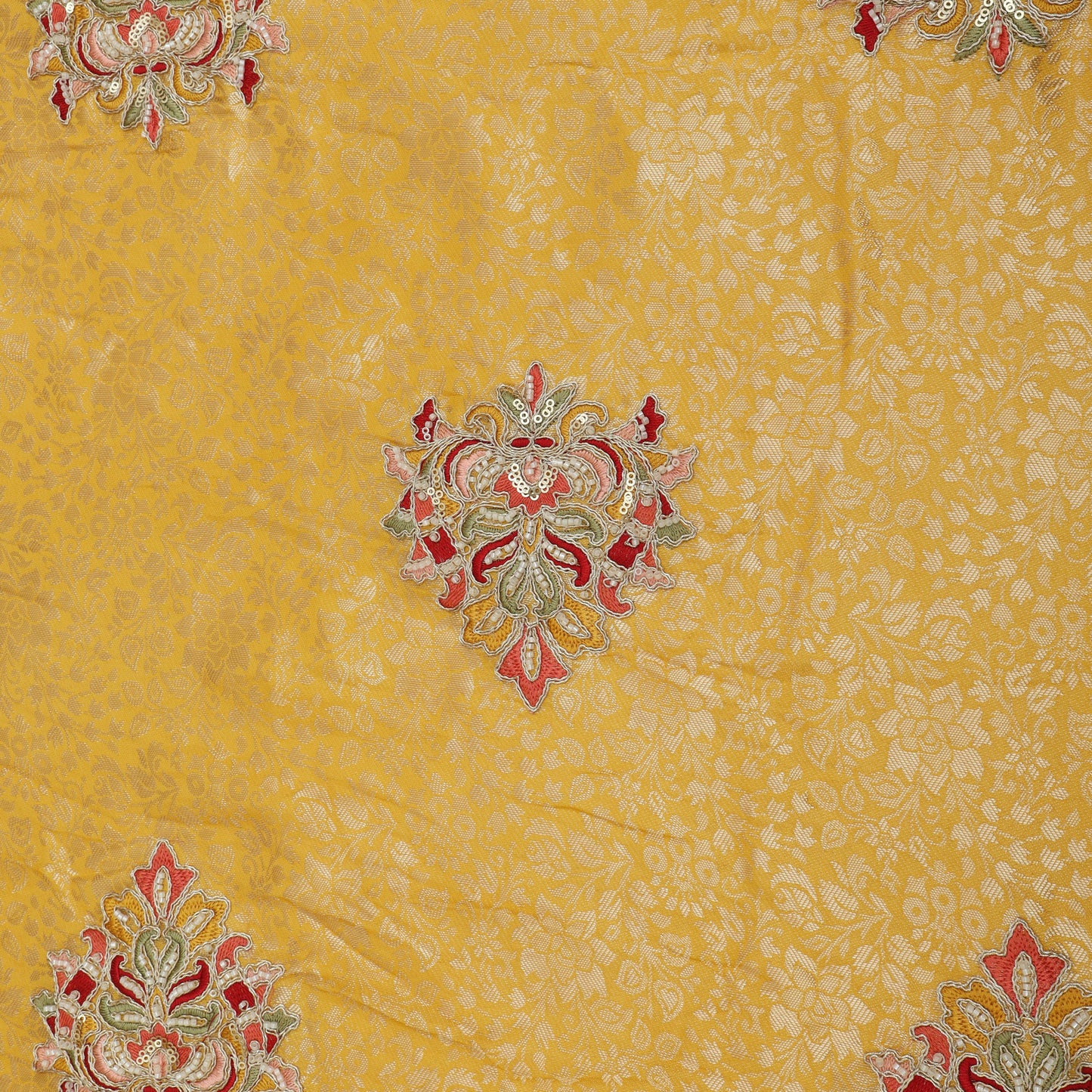 Dola Silk Zari Embroidery Fabric