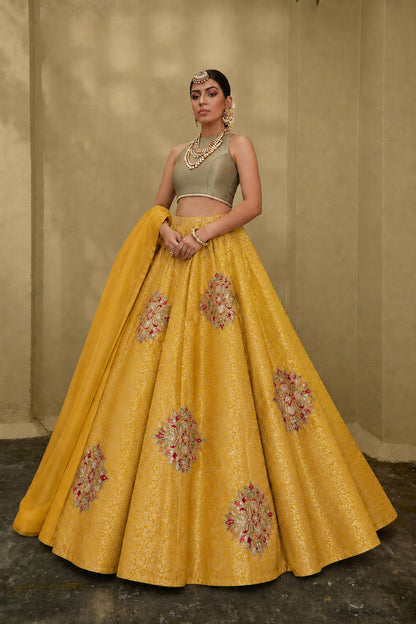 Dola Silk Zari Embroidery Fabric