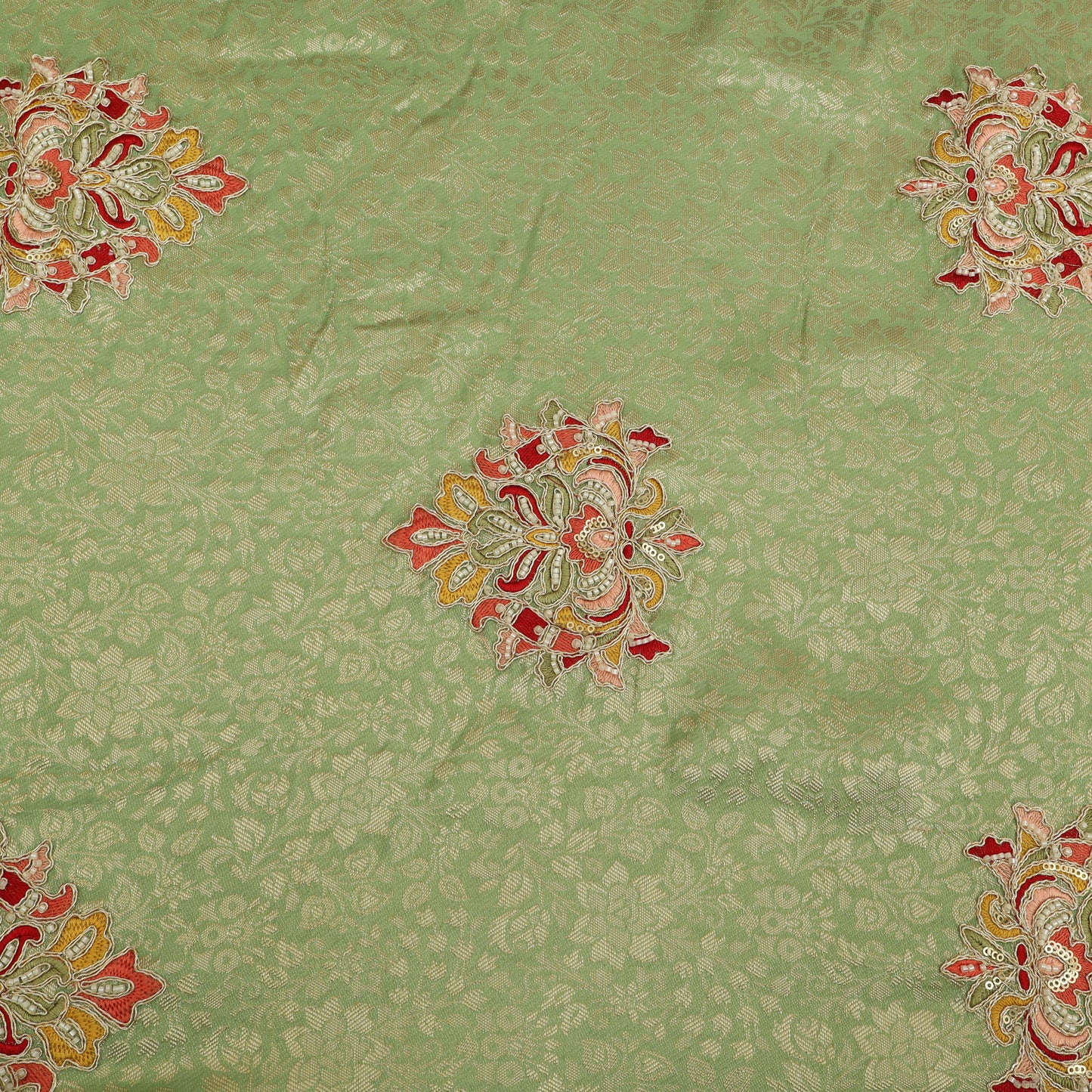 Dola Silk Zari Embroidery Fabric