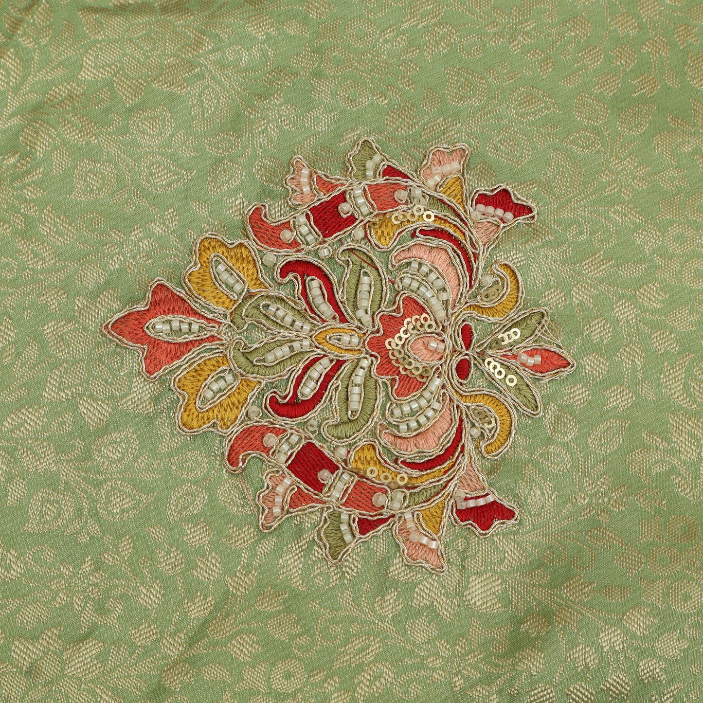 Dola Silk Zari Embroidery Fabric