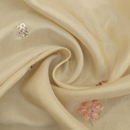 Beige Color Tissue Embroidery Fabric