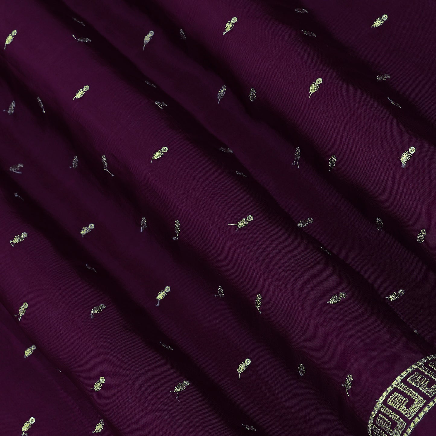 Dark Purple Mulberry Silk Embroidery