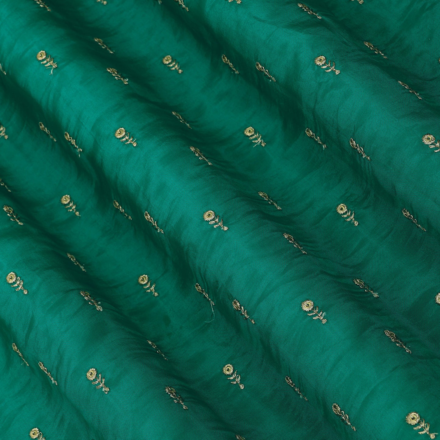 Teal Blue Mulberry Silk Embroidery