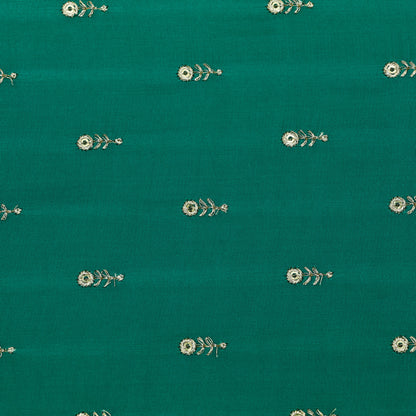 Teal Blue Mulberry Silk Embroidery