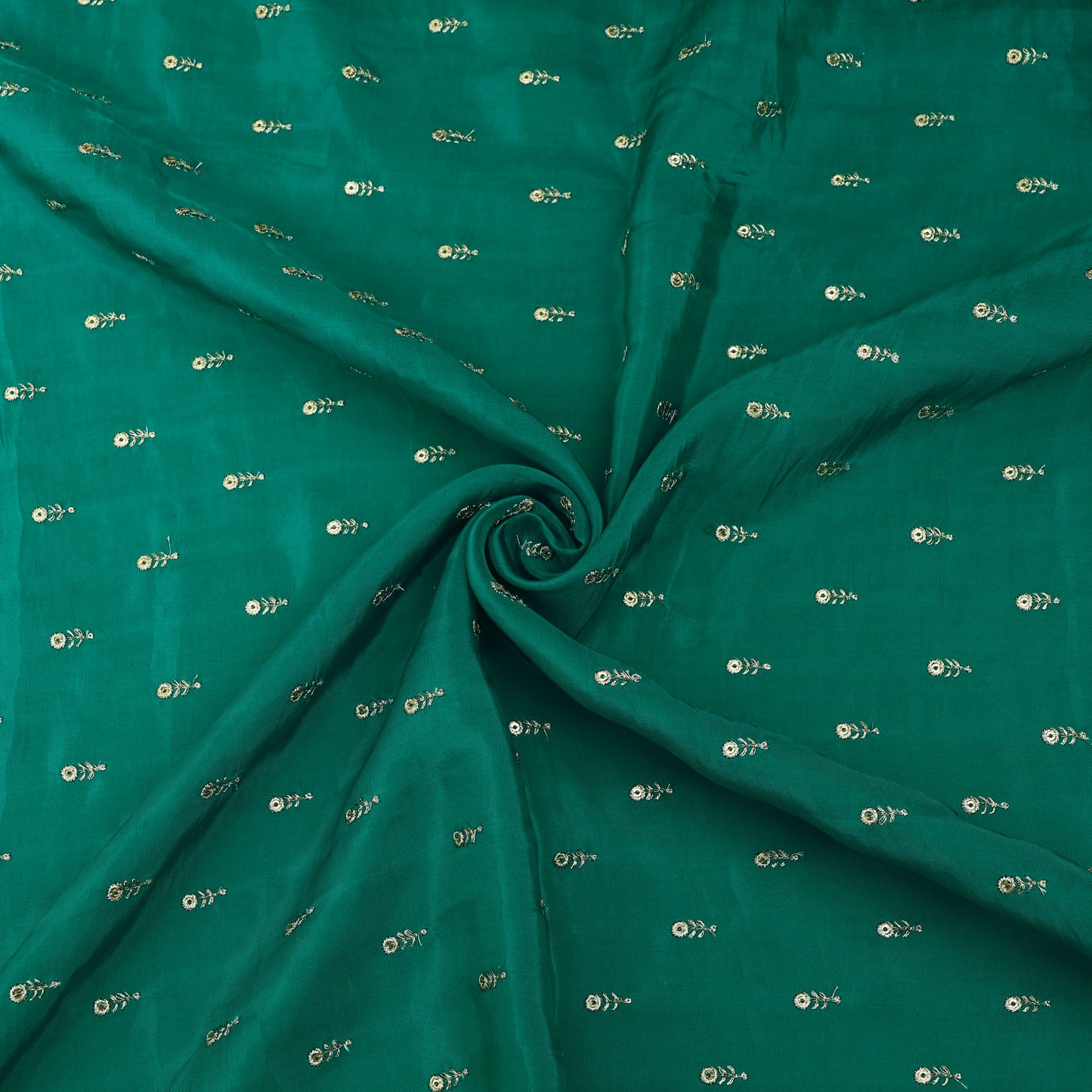 Teal Blue Mulberry Silk Embroidery