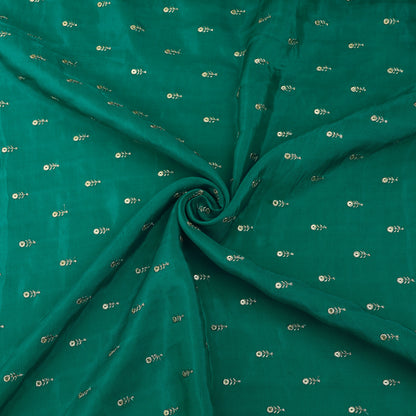 Teal Blue Mulberry Silk Embroidery