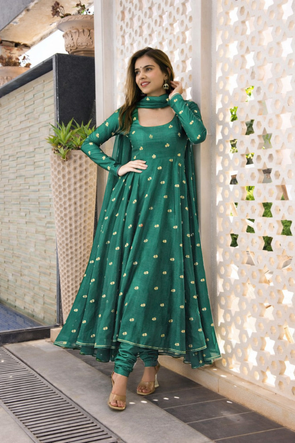 Teal Blue Mulberry Silk Embroidery