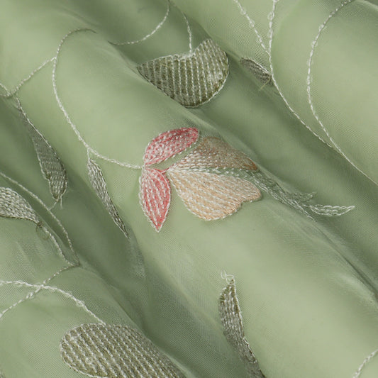 Pista Green Color Jimmy Choo Embroidery fabric