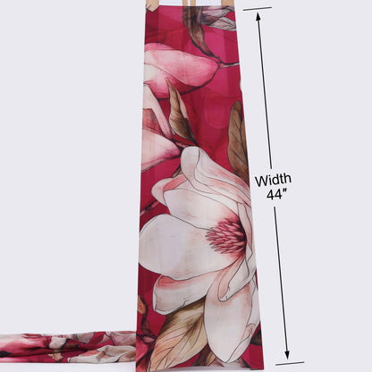 Dark Pink Crepe Hydra Print Fabric