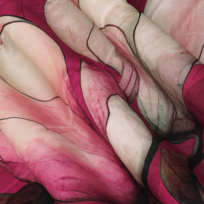 Dark Pink Crepe Hydra Print Fabric