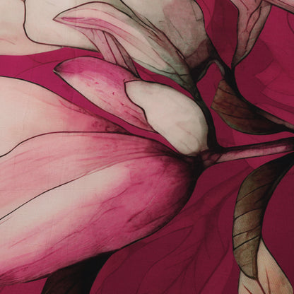 Dark Pink Crepe Hydra Print Fabric