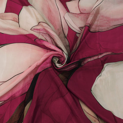 Dark Pink Crepe Hydra Print Fabric