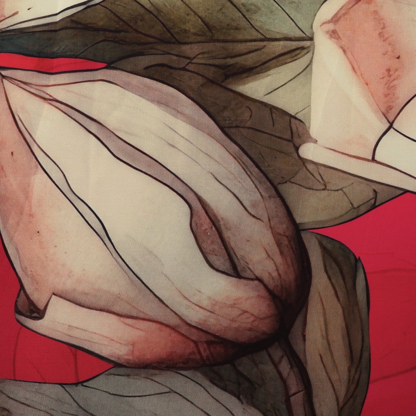 Pink Color Crepe Hydra Print Fabric