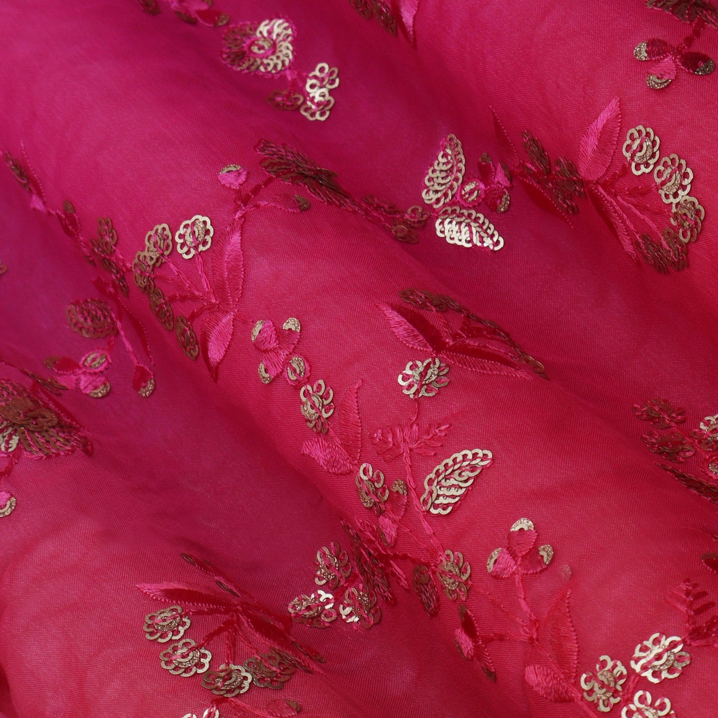 Shaded Chinon Sequins Embroidery Fabric