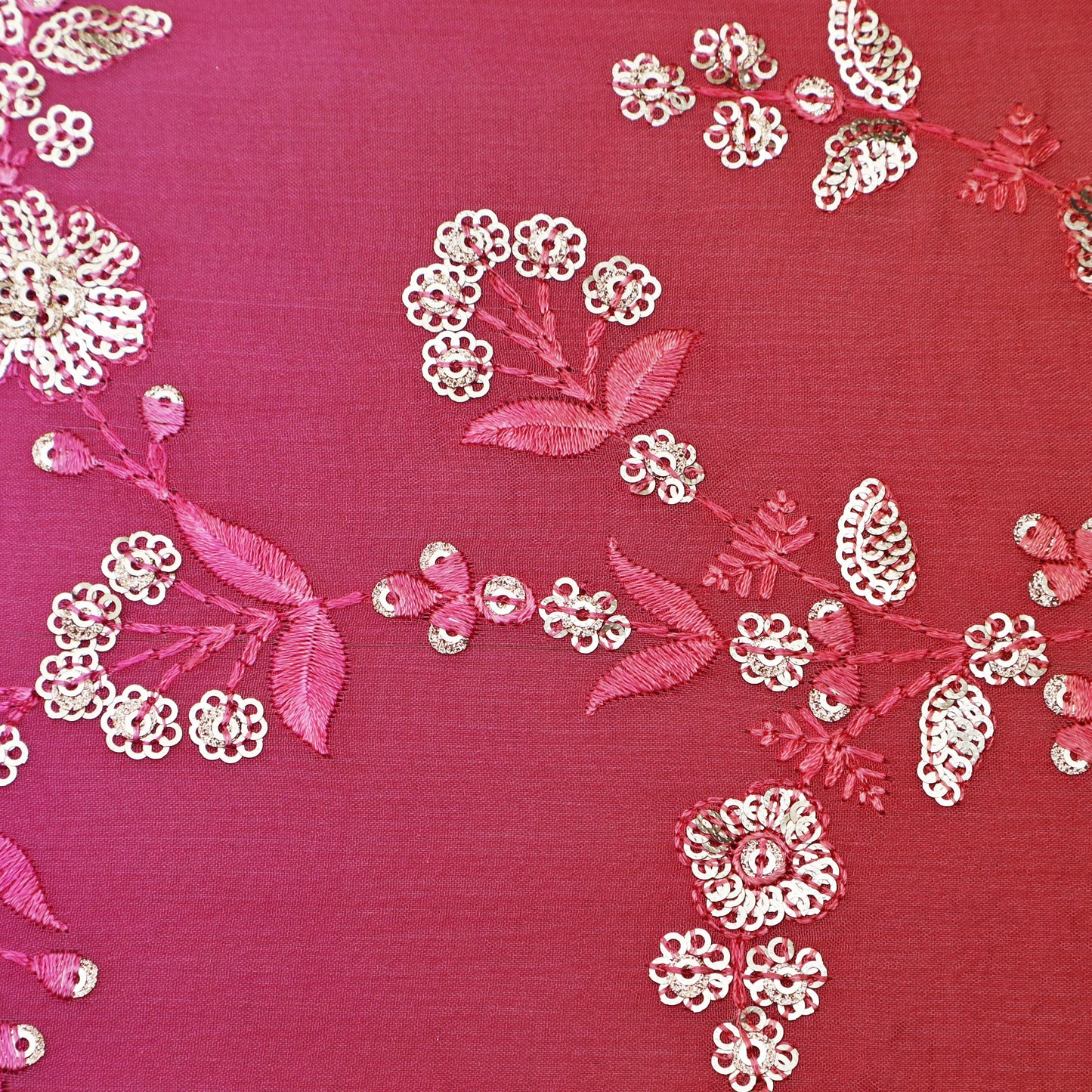 Shaded Chinon Sequins Embroidery Fabric