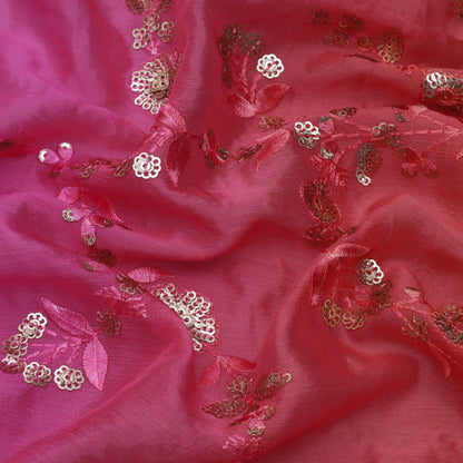 Shaded Chinon Sequins Embroidery Fabric