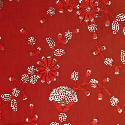 Shaded Chinon Sequins Embroidery Fabric