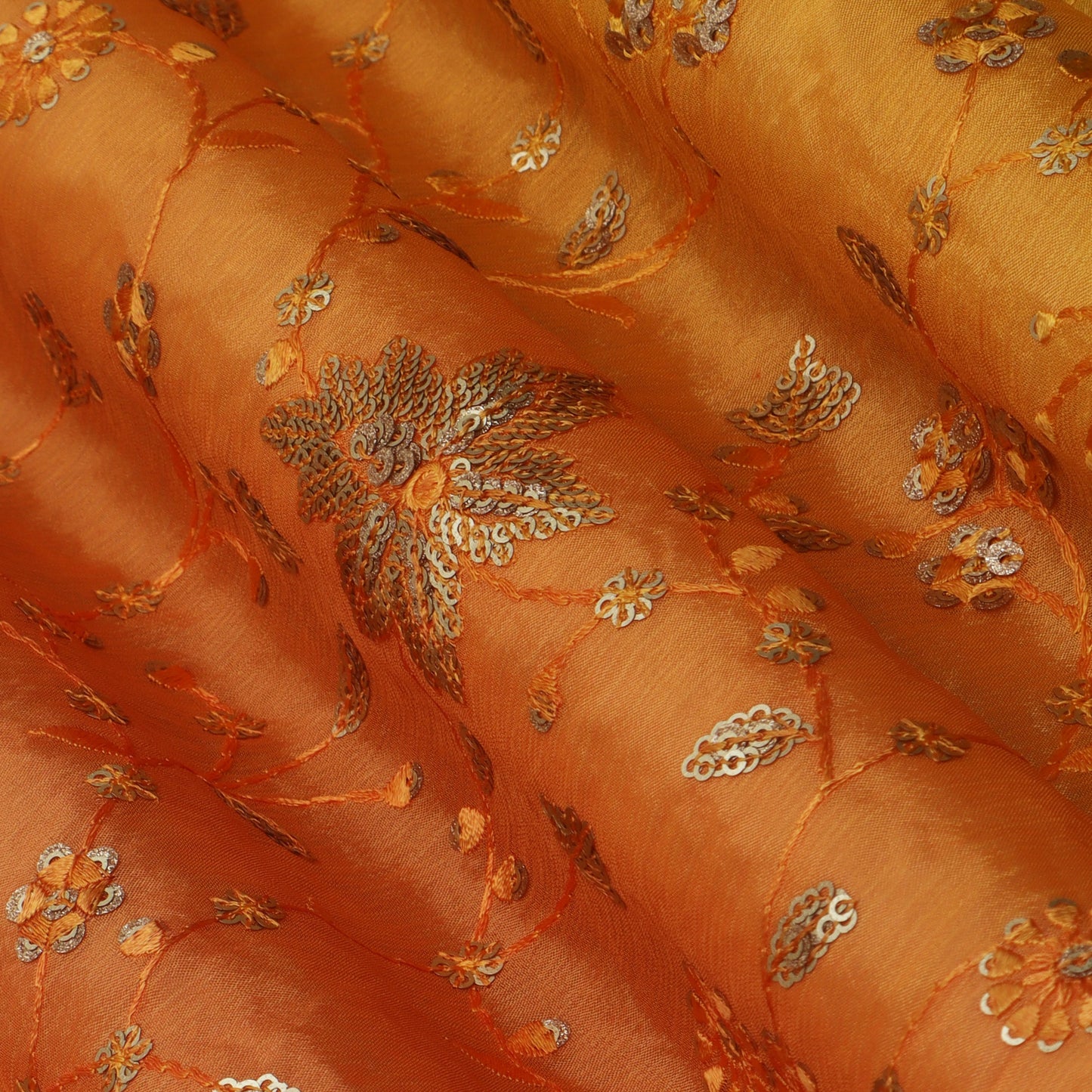 Shaded Chinon Sequins Embroidery Fabric