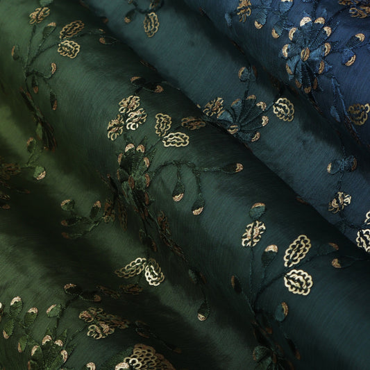 Shaded Chinon Sequins Embroidery Fabric