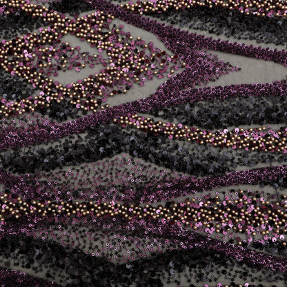 Black Color Net Sequins Embroidery Fabric