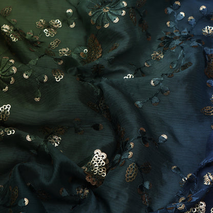 Shaded Chinon Sequins Embroidery Fabric