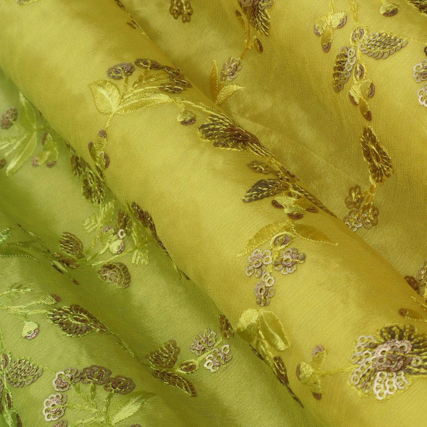 Shaded Chinon Sequins Embroidery Fabric