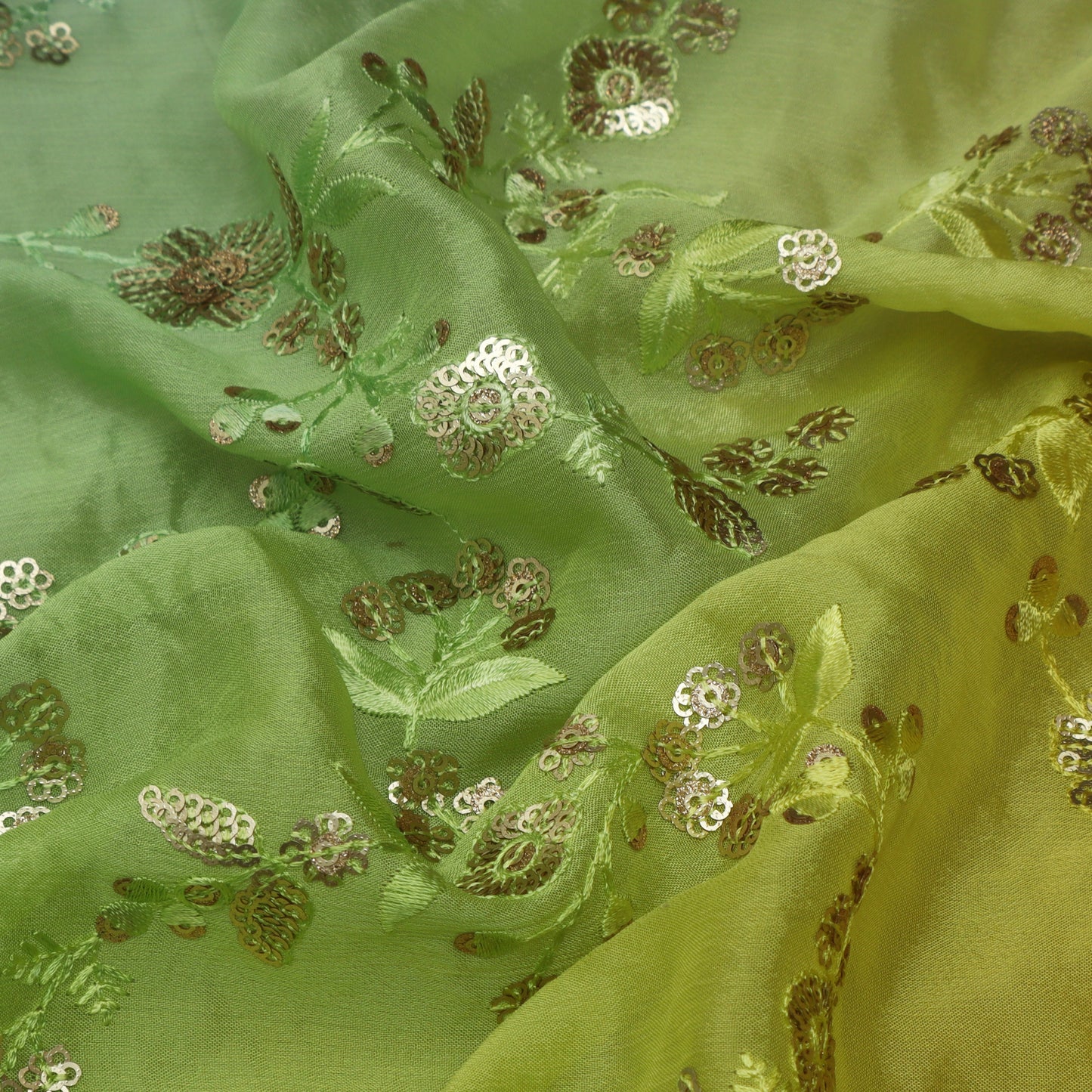 Shaded Chinon Sequins Embroidery Fabric