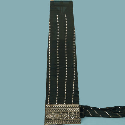 Green Color Tissue Mirror Work fabric