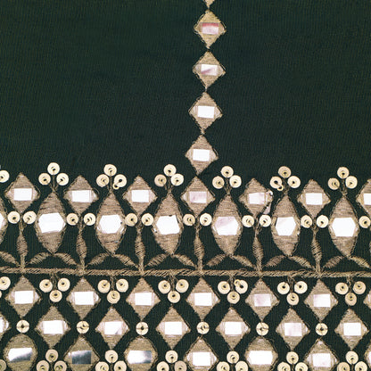 Green Color Tissue Mirror Work fabric