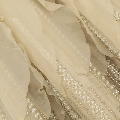 Cream Color Net Sequins Embroidery Fabric