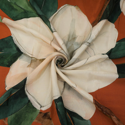 Brown Color Crepe Hydra Print  Fabric