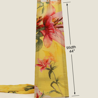 Floral Design Crepe Hydra Print Fabric