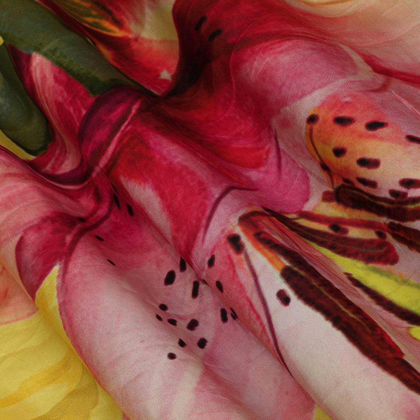 Floral Design Crepe Hydra Print Fabric