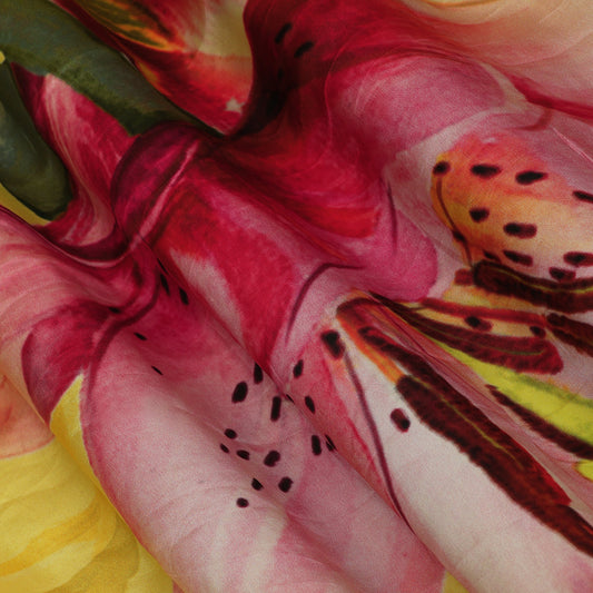 Floral Design Crepe Hydra Print Fabric