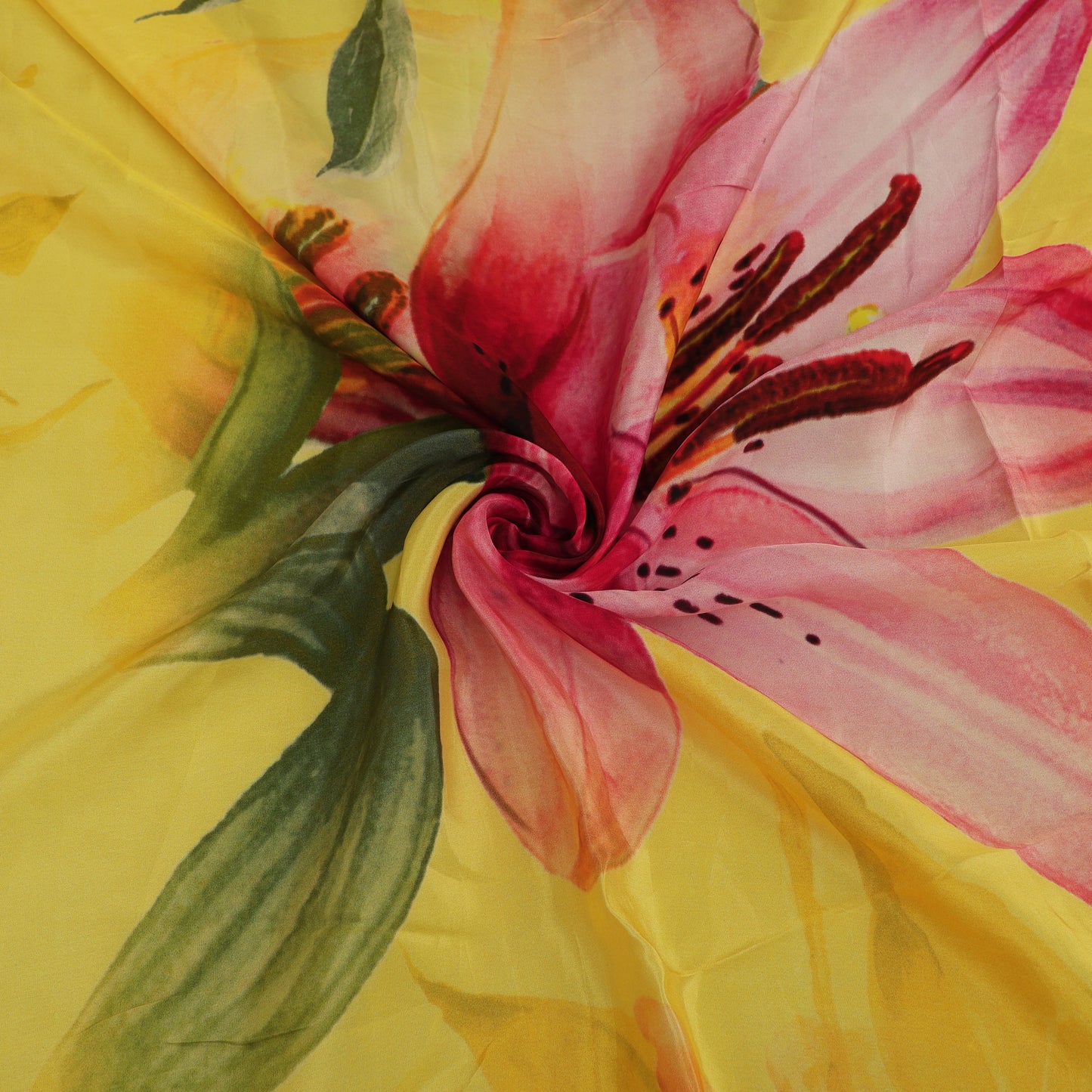 Floral Design Crepe Hydra Print Fabric