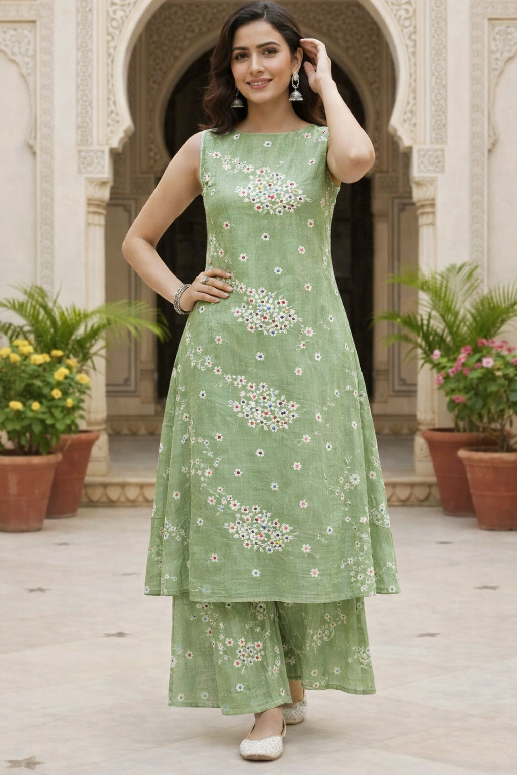 Mul Chanderi Embroidery Fabric