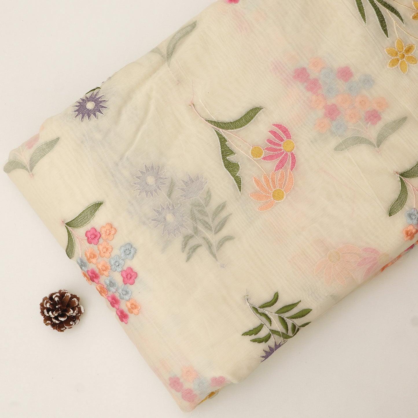 Mul Chanderi Embroidery Fabric