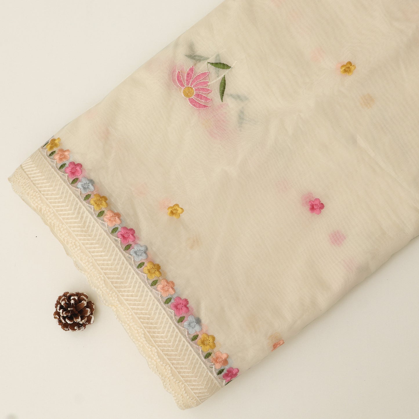 Mul Chanderi Embroidery Fabric